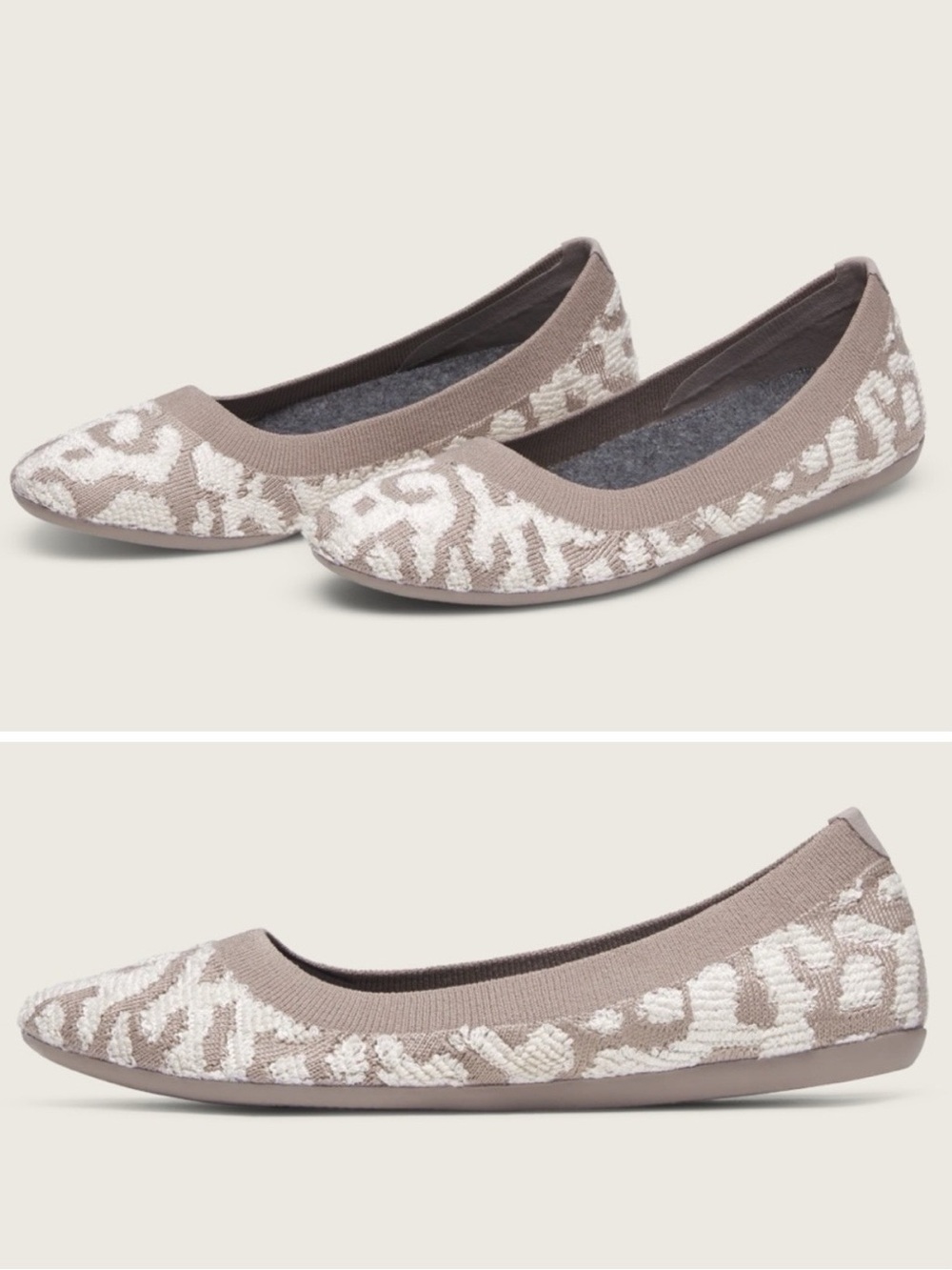 allbirds Women's Breezer Terry Mushroom/Warm White Flats Size: 8 NIB NEW IN BOX